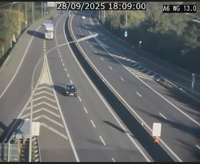 Traffic live webcam Luxembourg Mamer - A6 - BK 13 - direction Luxembourg/France/Allemagne