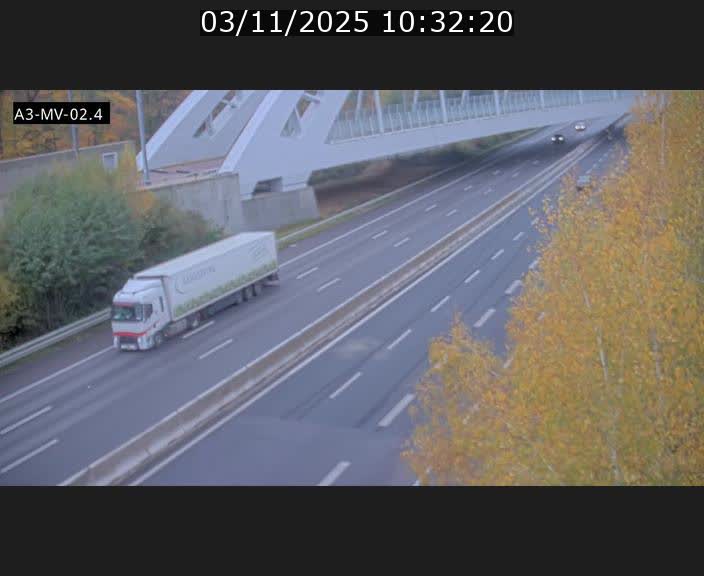 Webcam autoroute de la France (A3) au Luxembourg à Fentange, à proximité de la Croix de Gasperich. Vue orientée vers la Cloche d'Or