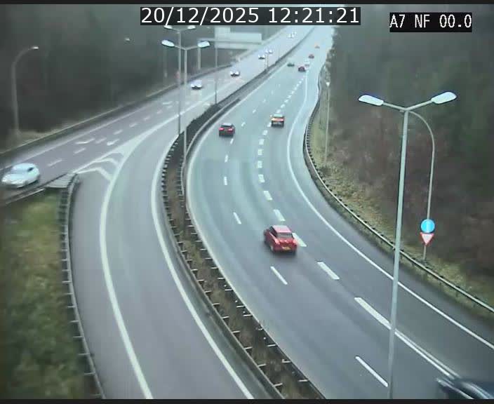 Caméra autoroute Luxembourg A7 - Echangeur A1/A7 Grünewald direction Tunnel Stafelter