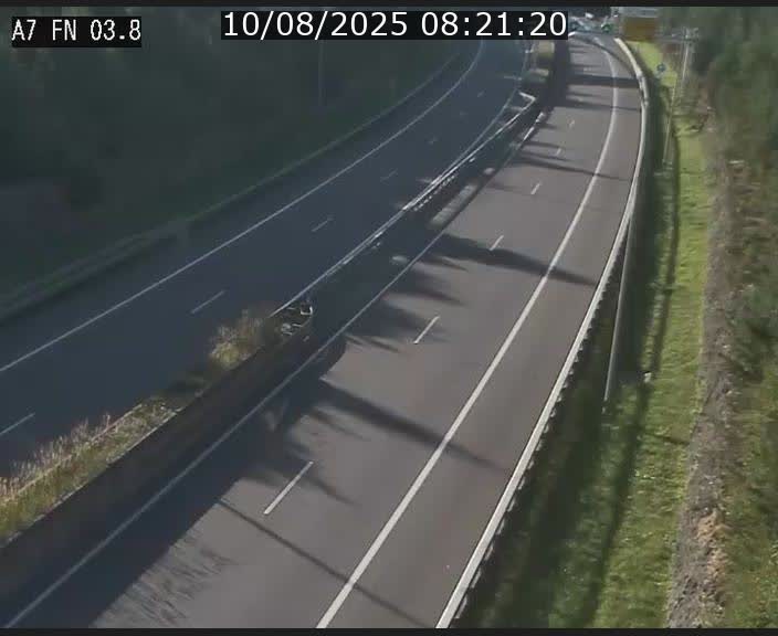 Caméra autoroute Luxembourg A7 - Passage à gibier Rëngelbour - direction Tunnel Stafelter