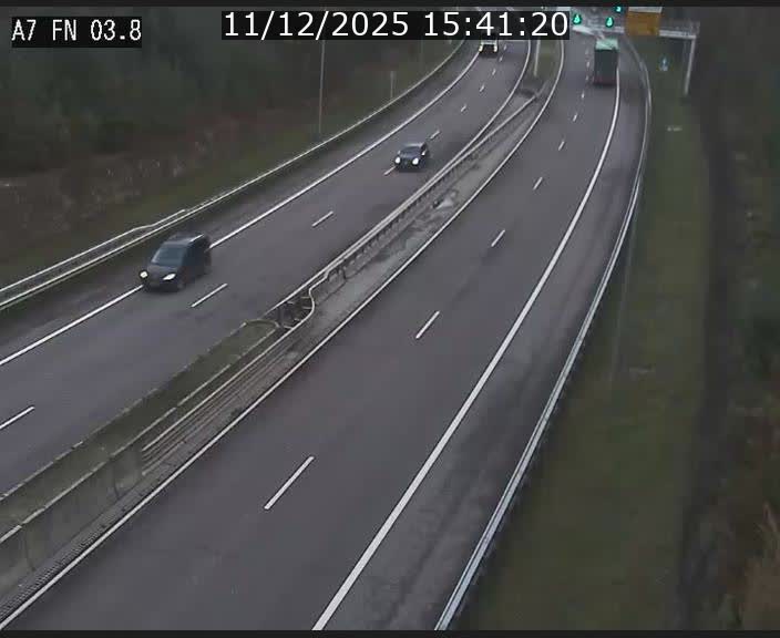 Caméra autoroute Luxembourg A7 - Passage à gibier Rëngelbour - direction Tunnel Stafelter