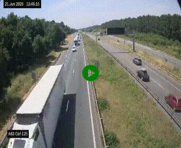 Webcam autoroute A63 en périphérie de Bordeaux au sud-est de la ville, en provenance du bassin d'Arcachon. Vue orientée vers Bordeaux