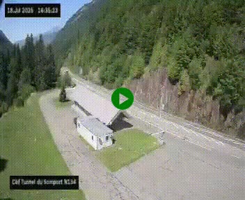 Webcam à l'entrée du tunnel du Somport, côté français, sur la N134, dans les Pyrénées, en direction de l'Espagne, à 1116 mètres d'altitude