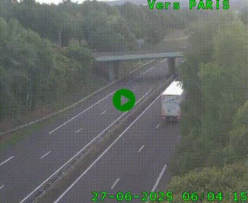 Caméra routière sur l'autoroute A20 au nord de Limoges, à la jonction avec la N520. Vue orientée vers Paris