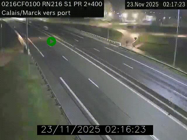 Webcam à Calais sur A216 (N216) en direction du port (harbour) de Calais.