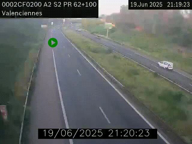 Webcam autoroute A2 à Valenciennes. Vue orientée vers Maubeuge et Mons (Belgique)