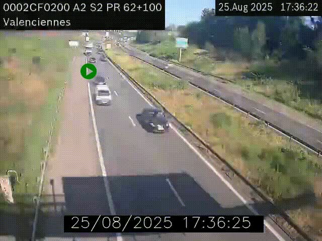 Webcam autoroute A2 à Valenciennes. Vue orientée vers Maubeuge et Mons (Belgique)