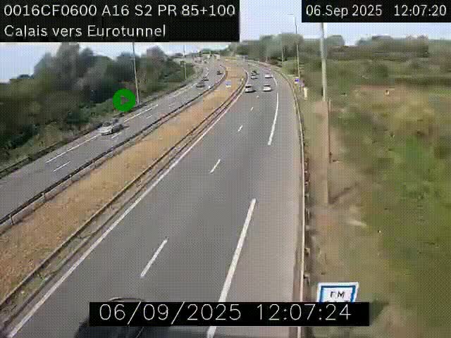 Webcam A16 à Calais en direction du Tunnel sous la Manche (Eurotunnel)
