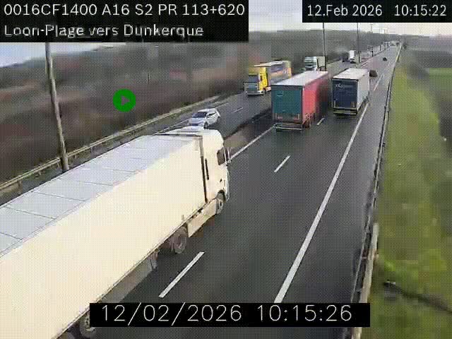 Webcam autoroute A16 à hauteur de Loon-Plage. Vue orientée vers Dunkerque et la Belgique.