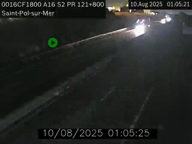 Webcam autoroute A16 à proximité de Dunkerque, à hauteur de la sortie Saint-Pol-sur-Mer. Vue orientée vers Calais