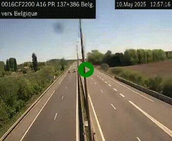 Webcam à la frontière franco-belge au niveau de Bray-Dunes/De-Panne sur l'autoroute A16. Vue orientée vers la Belgique