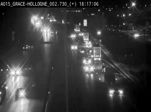 Webcam E42/A15 à Grâce-Hollogne, à proximité de la jonction avec l'A604. Vue orientée vers Namur