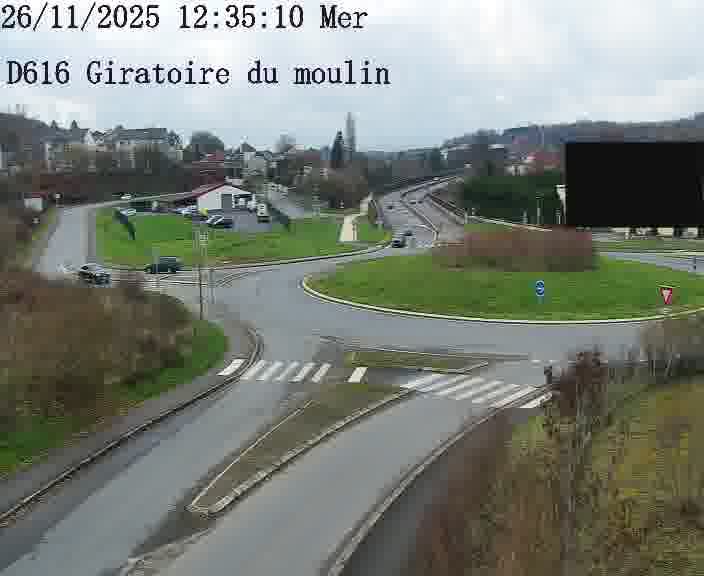 Webcams sur la D616, sur le contournement d'Audun-le-Tiche. Vue orientée vers le rond-point du Moulin, en provenance du Luxembourg