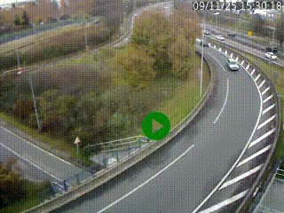 Caméra autoroute à la jonction entre l'A7 et la D301 (Boulevard urbain Sud de Lyon) à Feyzin, au sud de Lyon. Vue orientée vers Mions
