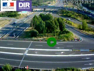 Webcam traffic à Grenoble-sud sur l'autoroute A480. Vue orientée vers l'entrée et la sortie de Grenoble