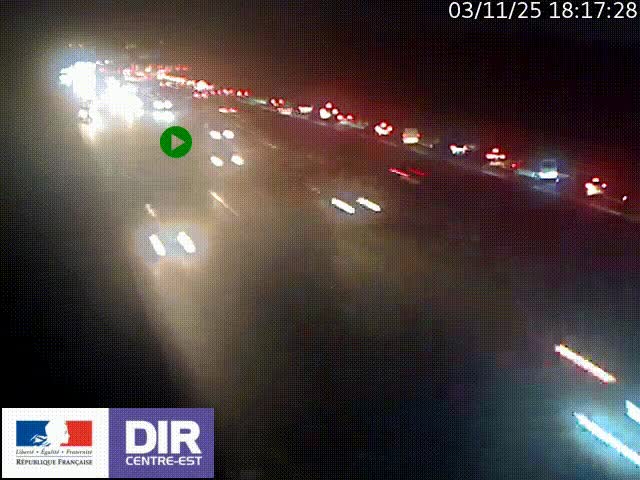 Caméra trafic à la jonction entre l'A46 (Rocade-est de Lyon) et l'A42 à hauteur de Vault-en-Velin en direction de Marseille