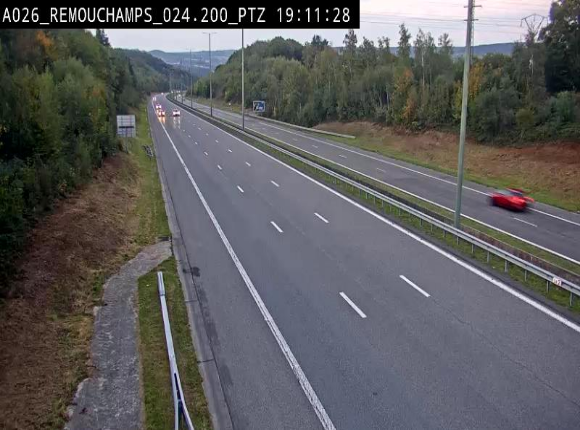 Webcam E25/A26 à Aywalle, à hauteur de Spa. Vue orientée vers Liège