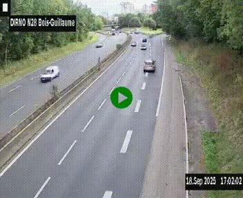 Webcam routière à hauteur de Bois-Guillaume en périphérie de Rouen. Vue orientée vers Rouen