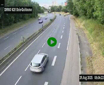 Webcam routière à hauteur de Bois-Guillaume en périphérie de Rouen. Vue orientée vers Rouen