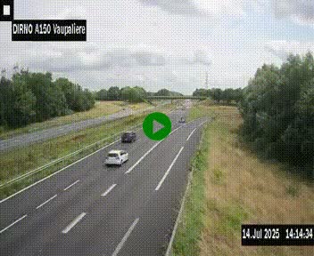 Webcam autoroute A150 à hauteur de La Vaupalière en périphérie de Rouen. Vue orientée vers Rouen