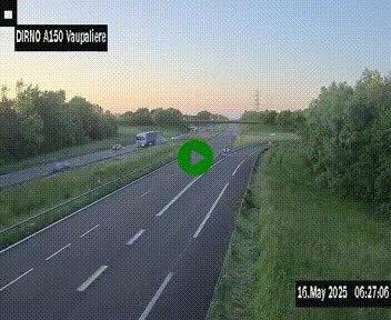 Webcam autoroute A150 à hauteur de La Vaupalière en périphérie de Rouen. Vue orientée vers Rouen