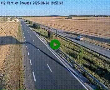 Webcam à hauteur de Vert-en-Drouais sur la N12, en périphérie de Dreux. Vue orientée vers Alençon