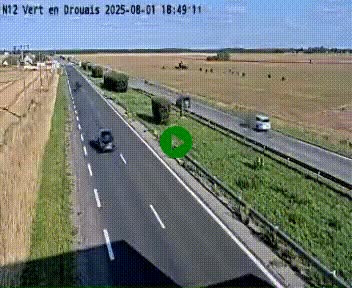 Webcam à hauteur de Vert-en-Drouais sur la N12, en périphérie de Dreux. Vue orientée vers Alençon