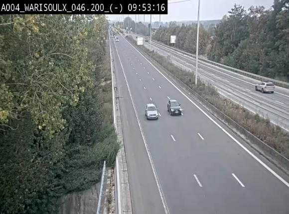 Webcam sur l'E411 à proximité de la jonction avec l'E42 à Warisoulx. Vue orientée vers le nord