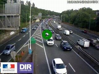 Caméra autoroute sur A6 - Valvert, près de Lyon, en direction de Paris, à hauteur de la sortie 36 Porte du Valvert