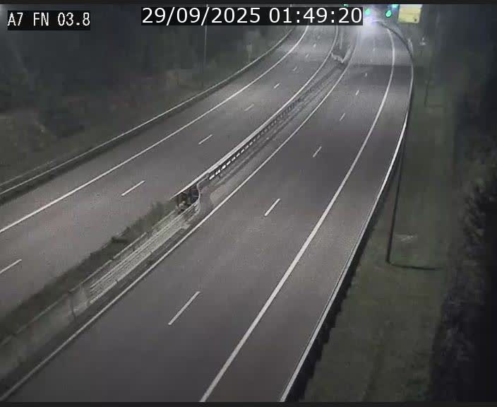 Caméra autoroute Luxembourg A7 - Passage à gibier Rëngelbour - direction Tunnel Stafelter