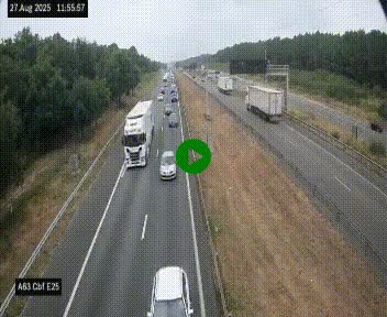 Webcam autoroute A63 en périphérie de Bordeaux au sud-est de la ville, en provenance du bassin d'Arcachon. Vue orientée vers Bordeaux
