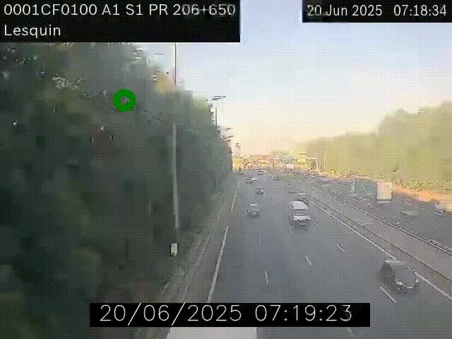 Webcam autoroute A1 à hauteur de Lesquin. Vue orientée vers Lille