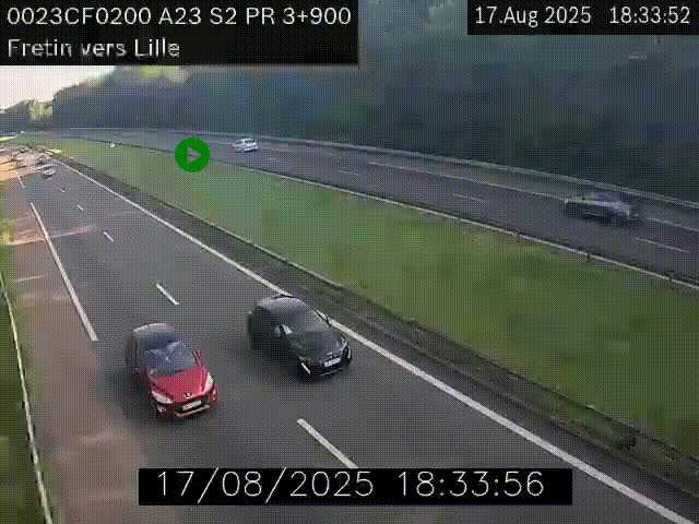 Webcam autoroute A23 à hauteur de Fretin. Vue orientée vers Lille