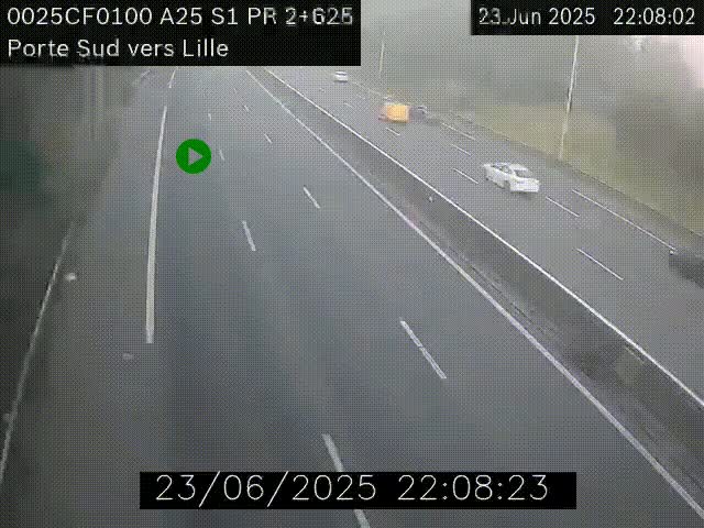 Webcam autoroute A25 sur le périphérique de Lille à hauteur de Lille-Sud et la sortie 3 Faches-Thumesnil. Vue orientée vers Lille-Centre.