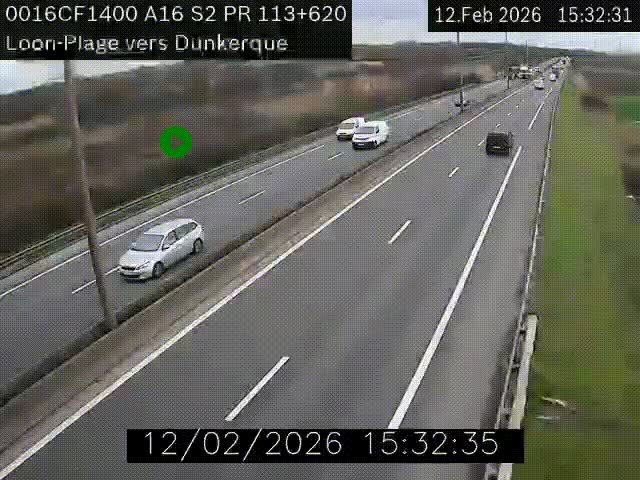 Webcam autoroute A16 à hauteur de Loon-Plage. Vue orientée vers Dunkerque et la Belgique.