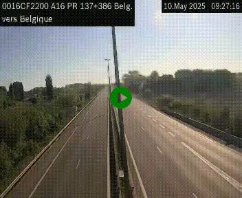 Webcam à la frontière franco-belge au niveau de Bray-Dunes/De-Panne sur l'autoroute A16. Vue orientée vers la Belgique