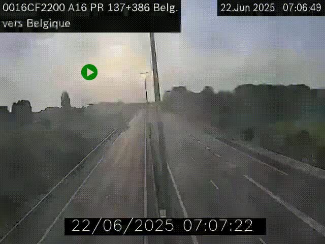 Webcam à la frontière franco-belge au niveau de Bray-Dunes/De-Panne sur l'autoroute A16. Vue orientée vers la Belgique