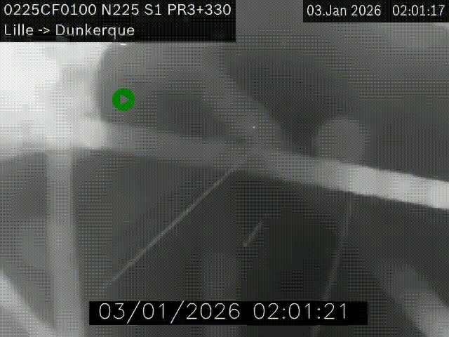 Webcam autoroute A25 (N225) à hauteur de Bergues (Bierne). Vue orientée vers Dunkerque.