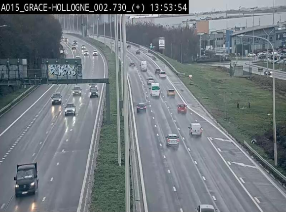 Webcam E42/A15 à Grâce-Hollogne, à proximité de la jonction avec l'A604. Vue orientée vers Namur