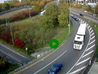 Caméra autoroute à la jonction entre l'A7 et la D301 (Boulevard urbain Sud de Lyon) à Feyzin, au sud de Lyon. Vue orientée vers Mions