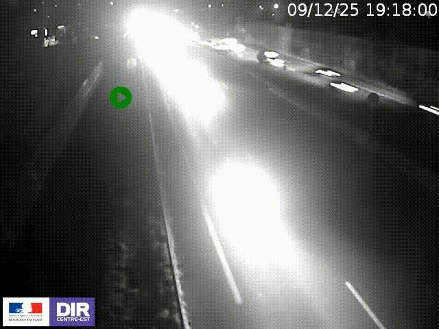 Webcam à Bron sur l'A43 à la jonction avec le boulevard périphérique de Lyon (D383). Vue orientée vers Lyon