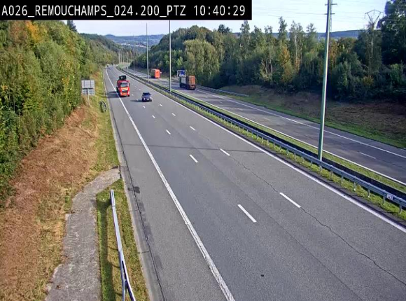 Webcam E25/A26 à Aywalle, à hauteur de Spa. Vue orientée vers Liège