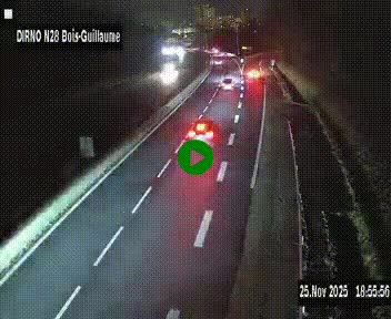 Webcam routière à hauteur de Bois-Guillaume en périphérie de Rouen. Vue orientée vers Rouen