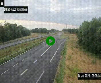 Webcam autoroute A150 à hauteur de La Vaupalière en périphérie de Rouen. Vue orientée vers Rouen