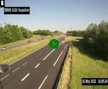 Webcam autoroute A150 à hauteur de La Vaupalière en périphérie de Rouen. Vue orientée vers Rouen