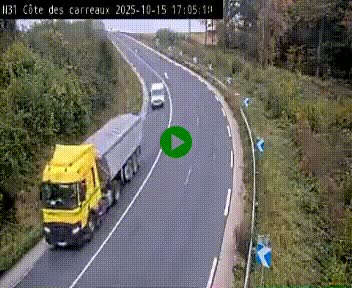 Webcam en haut de la Côte des Carreaux sur la N31 à Avesnes-en-Bray. Vue orientée vers Rouen