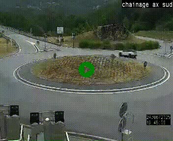 Webcam au nord d'Ax-les-Thermes au niveau de l'aire de chaînage de la N20. Vue orientée vers les Pyrénées, en direction de Pas de la Case