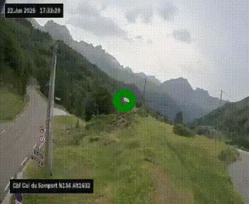 Webcam au col du Somport, côté français, sur la N134, dans les Pyrénées, en direction de l'Espagne, à 1632 mètres d'altitude