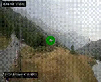 Webcam au col du Somport, côté français, sur la N134, dans les Pyrénées, en direction de l'Espagne, à 1632 mètres d'altitude