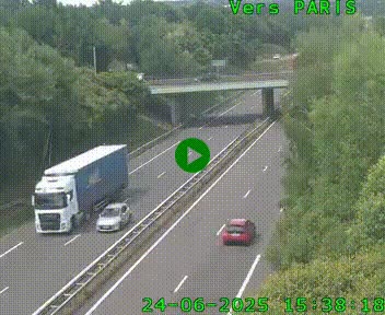 Caméra routière sur l'autoroute A20 au nord de Limoges, à la jonction avec la N520. Vue orientée vers Paris